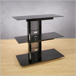 Bello Chrome Accents Glass TV Stand in High Gloss Black Finish