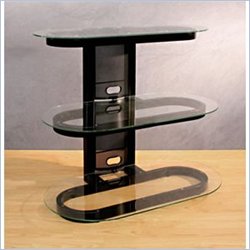 Bello Plasma Glass Tall TV Stand in Black Finish