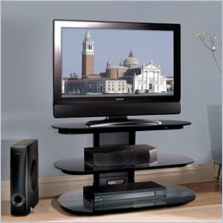 Bello Plasma Steel and Tempered Glass TV Stand in Black Finish