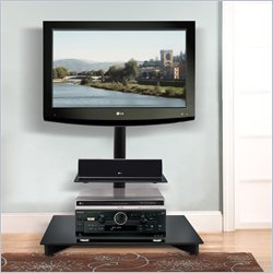 Bello Swivel Top Metal Pole Mounted Flat Panel System in Black