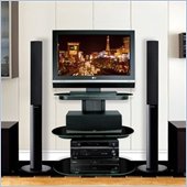 Bello Black Flat Panel Audio Video System TV Stand in Powdercoated Black Finish 