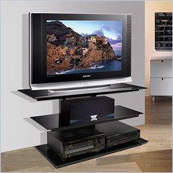 Bello Steel Frame TV Stand with Black Tempered Safety Glass in Black Finish