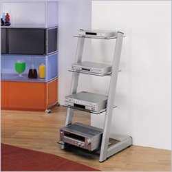 Bello AT-423T Audio Rack with 4 Shelves in Silver Finish
