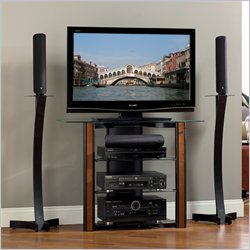 Bello Contemporary Plasma Glass TV Stand in Warm Cherry Finish
