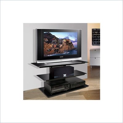 Bello Steel Frame TV Stand with Black Tempered Safety Glass in Black Finish