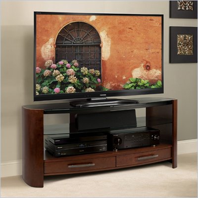 Bello Curved Wood TV Stand in Vibrant Espresso