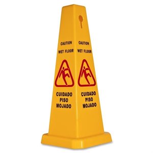 Genuine Joe Four Sided Safety Cone Caution Sign