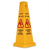 Genuine Joe Four Sided Safety Cone Caution Sign