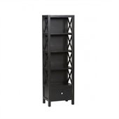 Linon Anna Tall Narrow 5 Shelf Wood Bookcase in Black