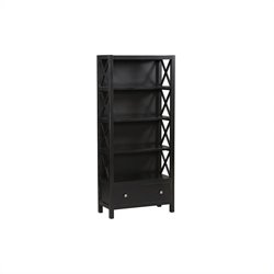 Linon Anna 5 Shelf 32 Wood Bookcase in Black