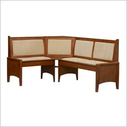 Linon Microfiber Kitchen Dining Nook Corner Bench in Cherry