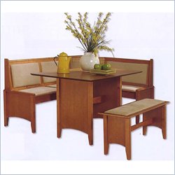 Linon Microfiber 3 PC Kitchen Dining Nook Set in Cherry