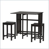 Linon Tavern Counter Height Table and Bar stool Set in Espresso