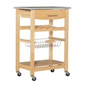 Linon Granite Top Kitchen Cart in Natural Finish