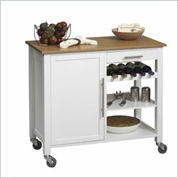 Linon Bamboo Top Kitchen Cart in White