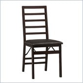 Linon Triena Ladder Back Vinyl Side Chair in Rich Espresso Finish (Set of 2)
