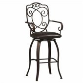 Linon Crested Back 30 High Swivel Bar Stool in Dark Brown