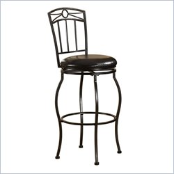 Linon Circle Top 30H Metal Bar Stool in Black