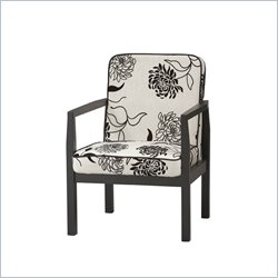 Linon Arista Black and White Floral Arm Chair with Black Frame