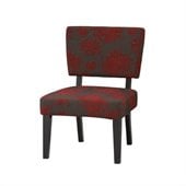 Linon Taylor Accent Chair with Red, Gray, and Black Flower Pattern