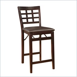 Linon Triena Windowpane Folding 24 Counter Stool  in Espresso