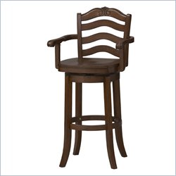 Linon France Wood Swivel Stool 30 in Walnut