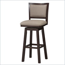 Linon Padded Back Wood Swivel Stool 30 in Espresso