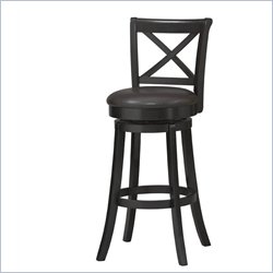 Linon X Back Wood Swivel Bar Stool 24 in Black