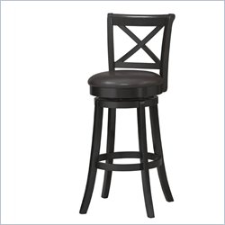Linon X Back Wood Swivel Bar Stool 30 in Black