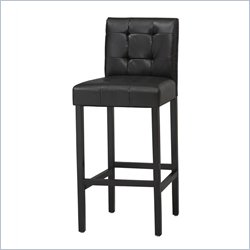 Linon Bonded Leather Tufted Counter Stool 24 in Black