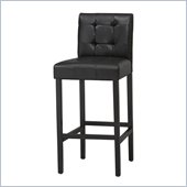 Linon Bonded Leather Tufted Counter Stool 24 in Black