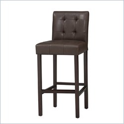 Linon Bonded Leather Tufted Counter Stool 24 in Espresso
