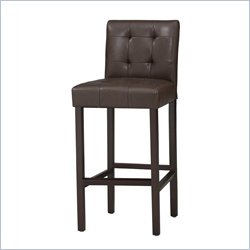Linon Bonded Leather Tufted Counter Stool 30 in Espresso