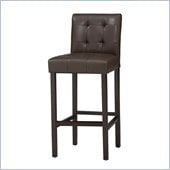 Linon Bonded Leather Tufted Counter Stool 30 in Espresso