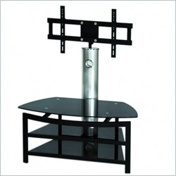 Linon Contempo Corey Media Center With Swivel Stand in Black