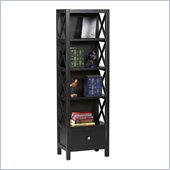 Linon Anna Tall Narrow 5 Shelf Bookcase in Antique Black