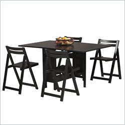 Linon Space Saver 5 Piece Table & Chair Set in Black