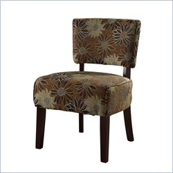 Linon Eden Mod Chair Kayfare Blue Green Flower w/Dark Walnut Frame