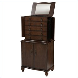 Linon Stacey Jewelry Armoire in Oak Finish