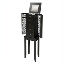 Linon Jenna Jewelry Armoire in Black