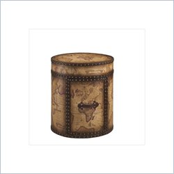 Linon Wooden Round Trunk With Map
