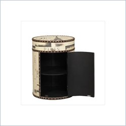 Linon Paris Round Trunk With Door and Shelf