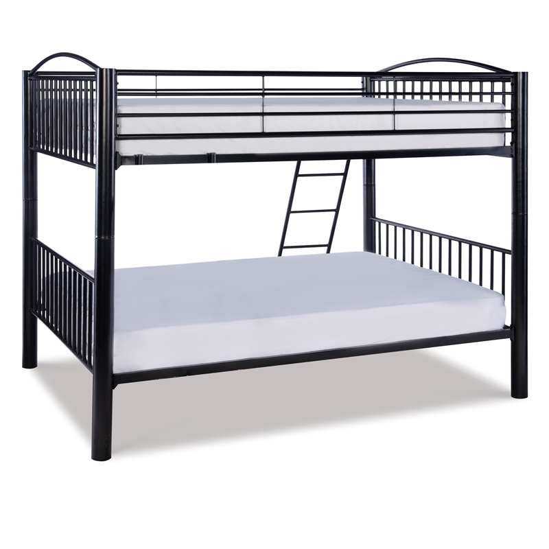 Linon Heavy Metal Full Over Full Bunk Bed in Black