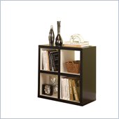 Linon Hollowcore 4 Cube Square Bookcase in Black & White