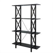 Linon Anna Double Bookcase in Antique Black finish with red rub through