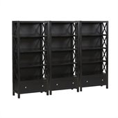 Linon Anna 5 Shelf Wall Bookcase in Distressed Antique Black