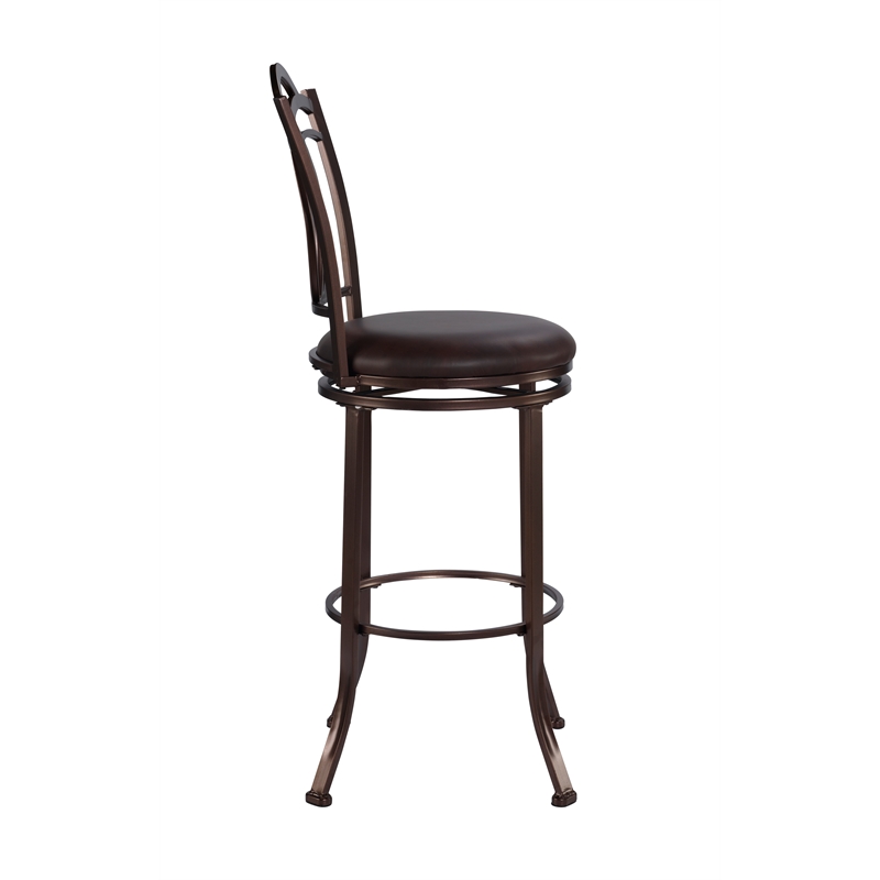 Linon Calif 30 Metal Swivel Bar Stool In Coffee Brown Cymax Business