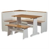 Linon Ardmore Corner Kitchen Dining Nook in White Pine