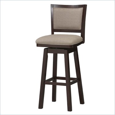 Linon Padded Back Wood Swivel Stool 24" in Espresso