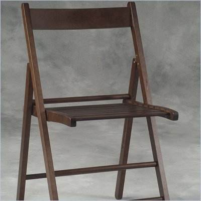 Linon Folding Slat Back Wood Side Chair in Warm Wenge Finish (Set of 4)